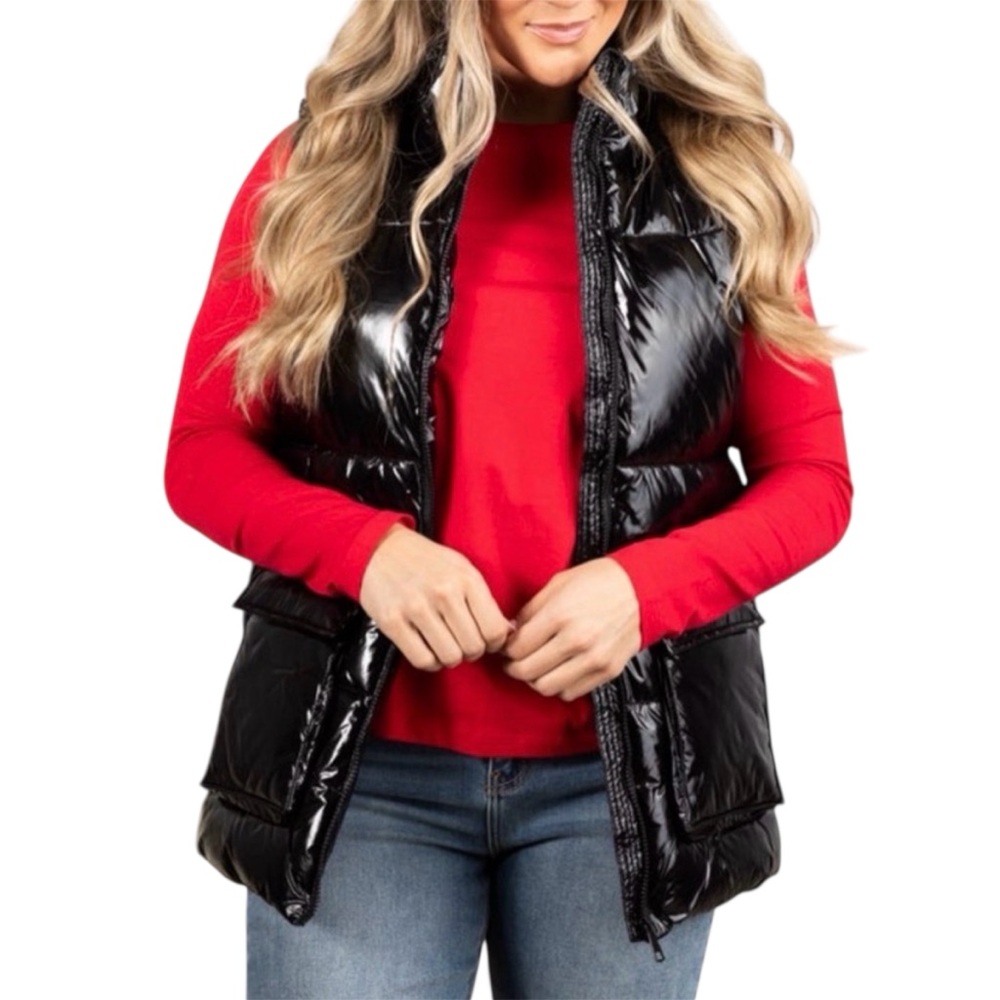 NWT Mono B Glossy Puffer Vest Large